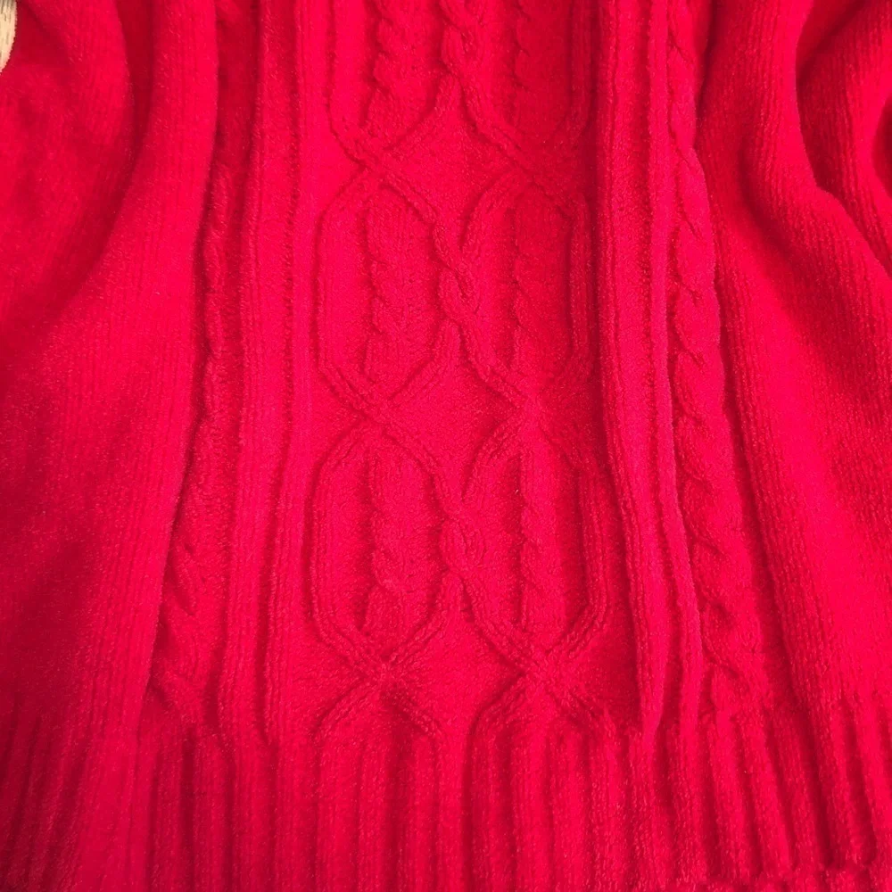 Basic Editions Red Cozy Cable Knit Chunky Oversized Sweater Size Large - Picture 5 of 8
